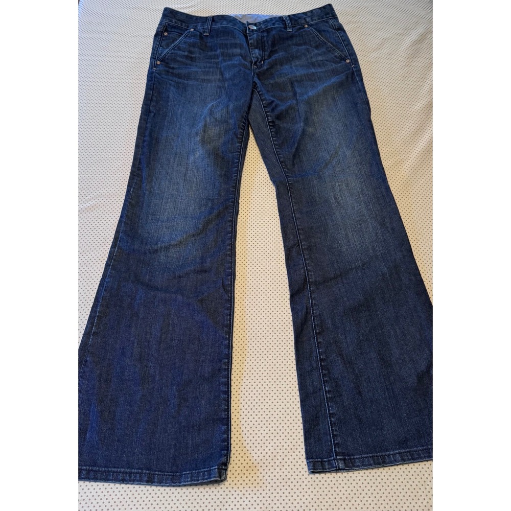 Gap 1969 Long & Lean Trouser Jeans Dark Wash Wide Leg Denim Women's 30/10‎